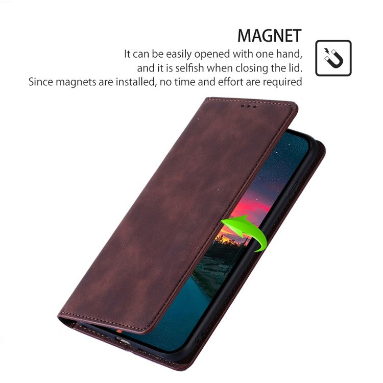 For iPhone 16 Skin Feel Magnetic Leather Phone Case(Dark Brown) - iPhone 16 Cases by buy2fix | Online Shopping UK | buy2fix