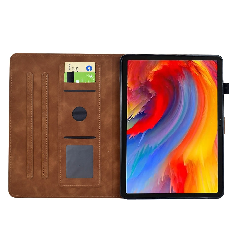 For Samsung Galaxy Tab S9 Flowers and Bird Embossed Smart Leather Tablet Case(Brown) - Galaxy Tab S9 Cases by buy2fix | Online Shopping UK | buy2fix