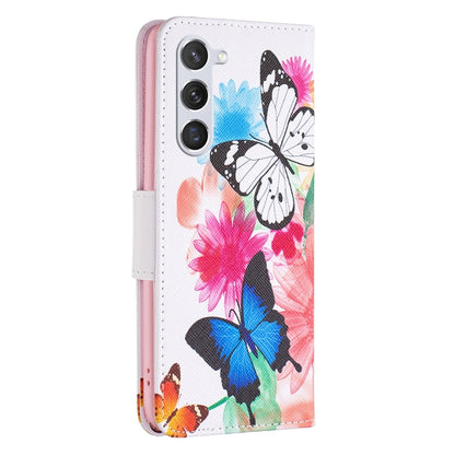 For Samsung Galaxy S25 5G Colored Drawing Pattern Leather Phone Case(Butterflies) - Galaxy S25 5G Cases by buy2fix | Online Shopping UK | buy2fix