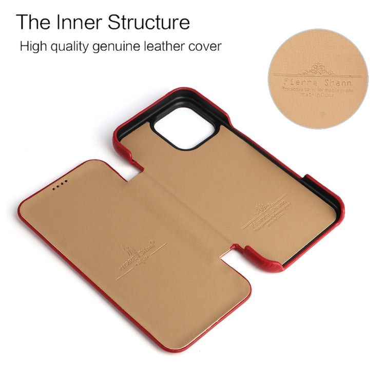 For iPhone 16 Pro Fierre Shann Top Layer Cowhide Business Magnetic Leather Phone Case(Red) - iPhone 16 Pro Cases by FIERRE SHANN | Online Shopping UK | buy2fix