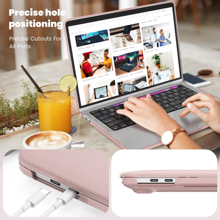 For MacBook Pro 13.3 inch M1 A2338 Business Magnetic Holder PC + PU Laptop Protective Case(Pink) - MacBook Pro Cases by buy2fix | Online Shopping UK | buy2fix