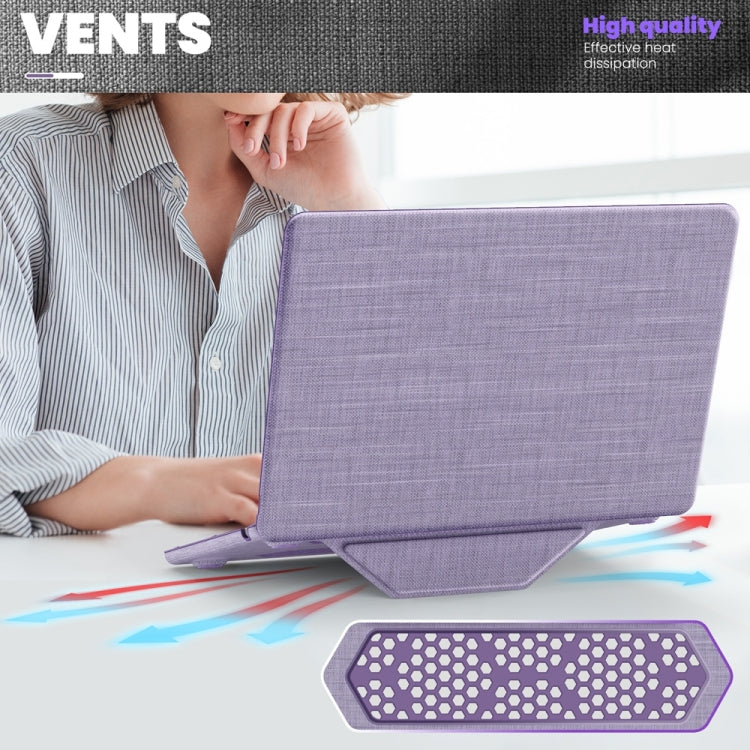 For MacBook Air 13.6 inch A3113 / A2681 Fabric Magnetic Holder Laptop Protective Case(Purple) - MacBook Air Cases by buy2fix | Online Shopping UK | buy2fix