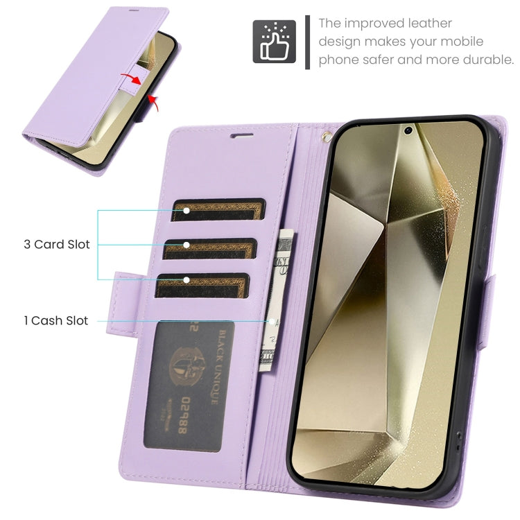 For Samsung Galaxy S25 Ultra 5G Side Buckle RFID Anti-theft Leather Phone Case(Light Purple) - Galaxy S25 Ultra 5G Cases by buy2fix | Online Shopping UK | buy2fix