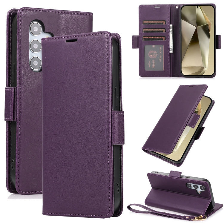 For Samsung Galaxy S25+ / S24+ 5G Side Buckle RFID Anti-theft Leather Phone Case(Dark Purple) - Galaxy S25+ 5G Cases by buy2fix | Online Shopping UK | buy2fix