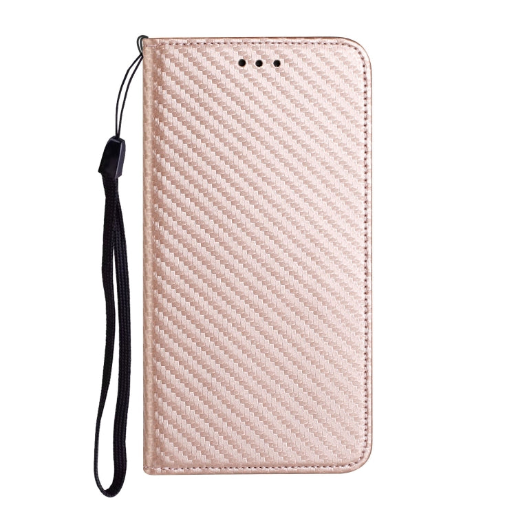 For Samsung Galaxy S25 5G Carbon Fiber Texture Magnetic Flip Leather Phone Case(Rose Gold) - Galaxy S25 5G Cases by buy2fix | Online Shopping UK | buy2fix