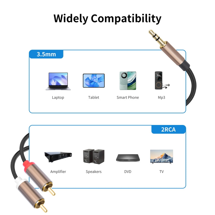 3.5mm Male to 2 RCA Male Audio Cable Amplifier Connector, Length:3m(Black Grey) - RCA Cable by buy2fix | Online Shopping UK | buy2fix