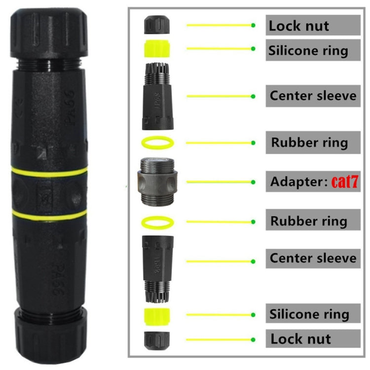 IP68 Waterproof Cat7 RJ45 Shielded Pure Copper Ethernet Coupler(Black) - Lan Cable and Tools by buy2fix | Online Shopping UK | buy2fix