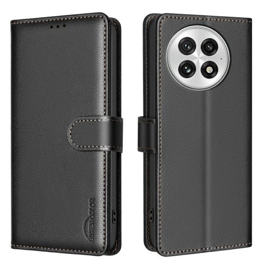 For OnePlus 13 Litchi Texture RFID Anti-theft Leather Phone Case(Black) - OnePlus Cases by buy2fix | Online Shopping UK | buy2fix