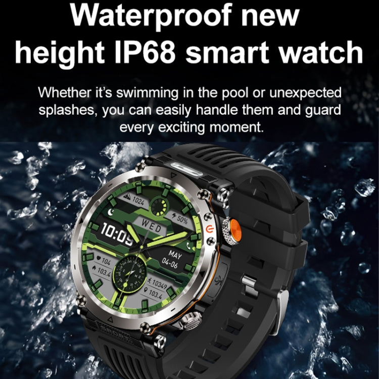 HT30 1.7 inch IP68 Waterproof Steel Band Smart Watch, Support Flashlight / Banknote Detector Light / Compass(Black) - Smart Wristbands by buy2fix | Online Shopping UK | buy2fix