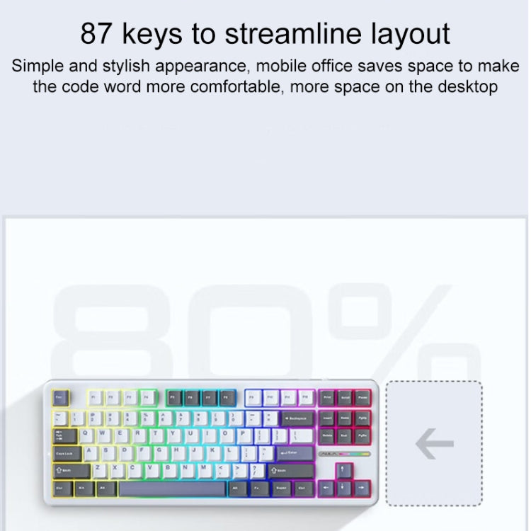 AULA F87 87 Keys Wired/2.4G/Bluetooth Three Model Customized RGB Mechanical Keyboard(Sea Salt Blue) - Wireless Keyboard by AULA | Online Shopping UK | buy2fix