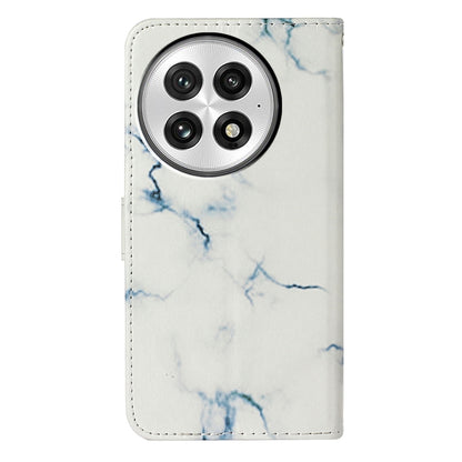 For OnePlus 13 Colored Drawing Marble Pattern Leather Phone Case(White Marble) - OnePlus Cases by buy2fix | Online Shopping UK | buy2fix