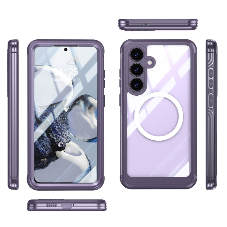 For Samsung Galaxy S25+ 5G Tempered Glass MagSafe Phone Case(Purple) - Galaxy S25+ 5G Cases by buy2fix | Online Shopping UK | buy2fix