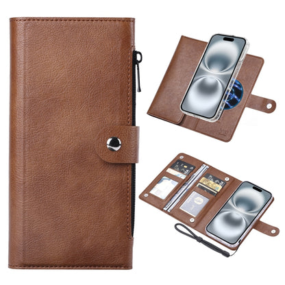 For iPhone 16 ViLi GVS-C Series MagSafe Magnetic RFID Leather Flip Phone Case(Brown) - iPhone 16 Cases by ViLi | Online Shopping UK | buy2fix