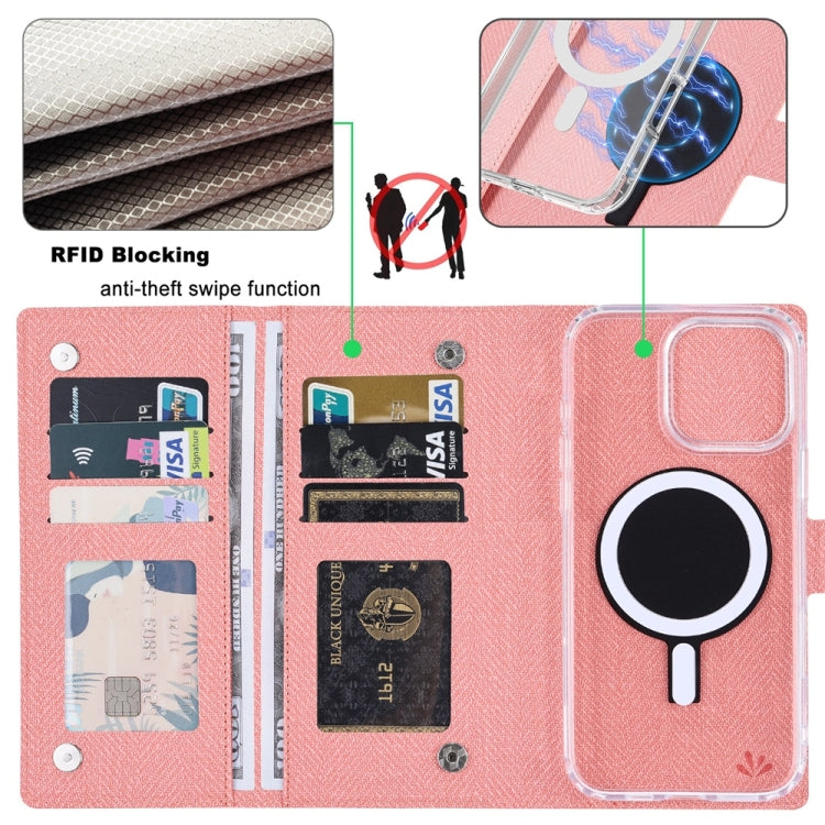 For iPhone 16 Pro Max ViLi GBS-C Series MagSafe Magnetic RFID Leather Flip Phone Case(Pink) - iPhone 16 Pro Max Cases by ViLi | Online Shopping UK | buy2fix