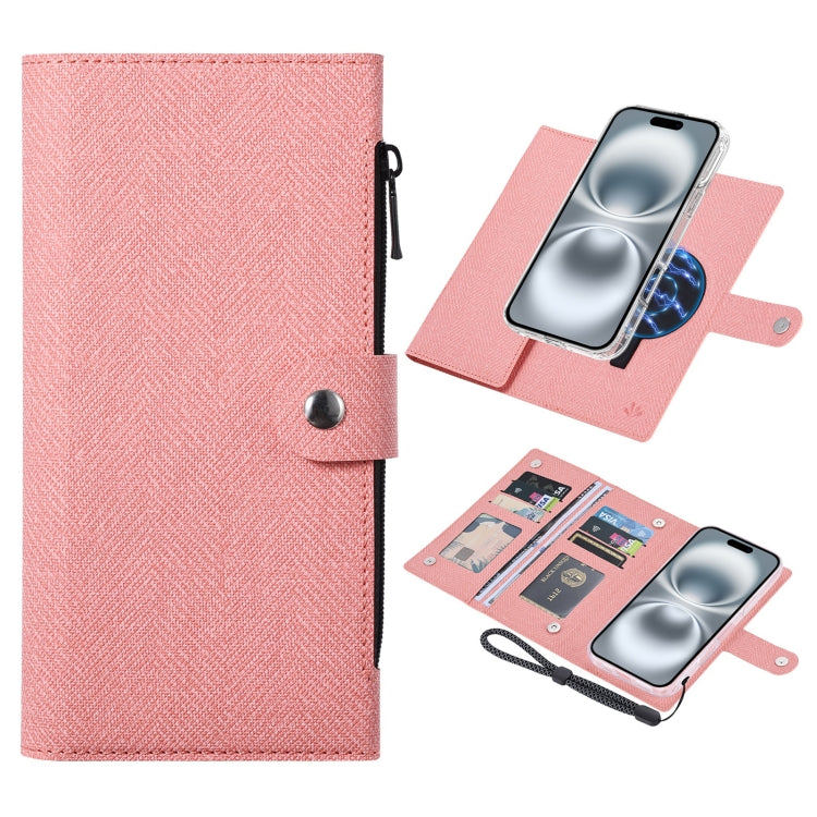 For iPhone 16 Plus ViLi GBS-C Series MagSafe Magnetic RFID Leather Flip Phone Case(Pink) - iPhone 16 Plus Cases by ViLi | Online Shopping UK | buy2fix