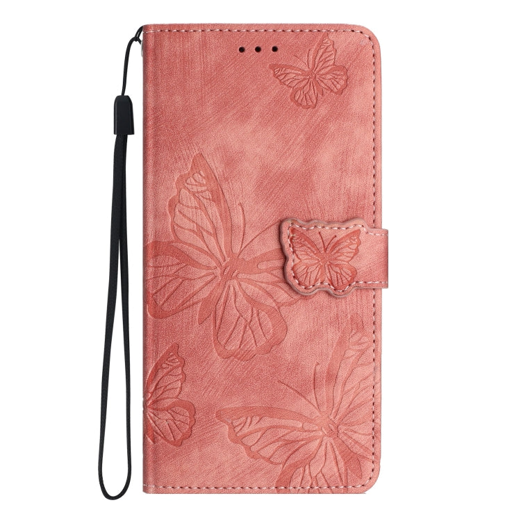 For Samsung Galaxy S25 Ultra 5G Skin-feel Embossed Butterfly Leather Phone Case(Pink) - Galaxy S25 Ultra 5G Tempered Glass by buy2fix | Online Shopping UK | buy2fix