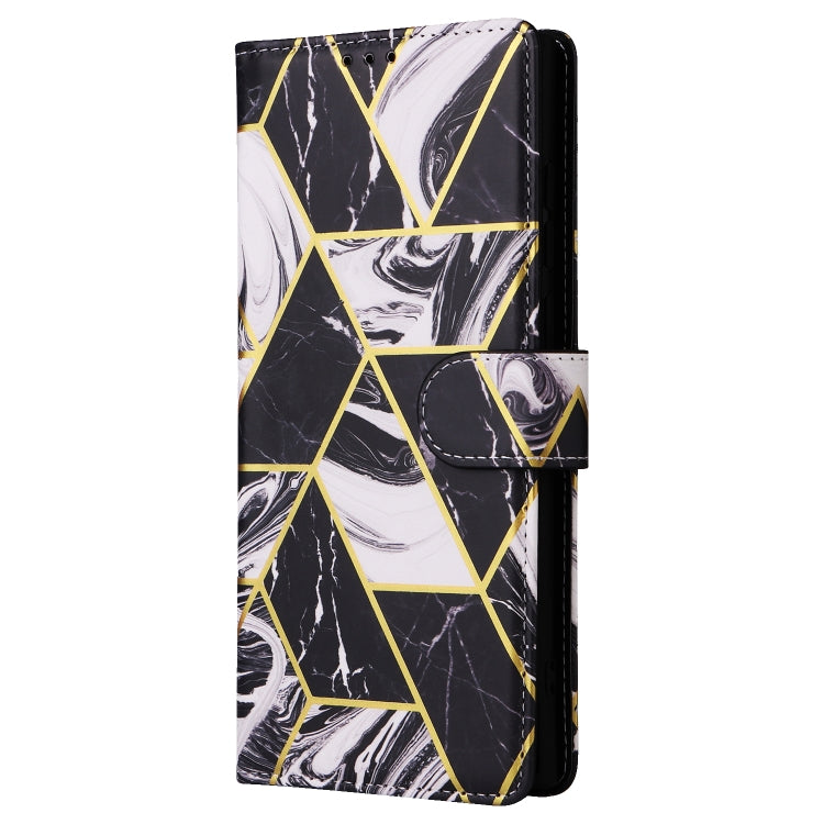 For Samsung Galaxy S25 Ultra 5G Marble Bronzing Stitching Leather Phone Case(Black) - Galaxy S25 Ultra 5G Cases by buy2fix | Online Shopping UK | buy2fix