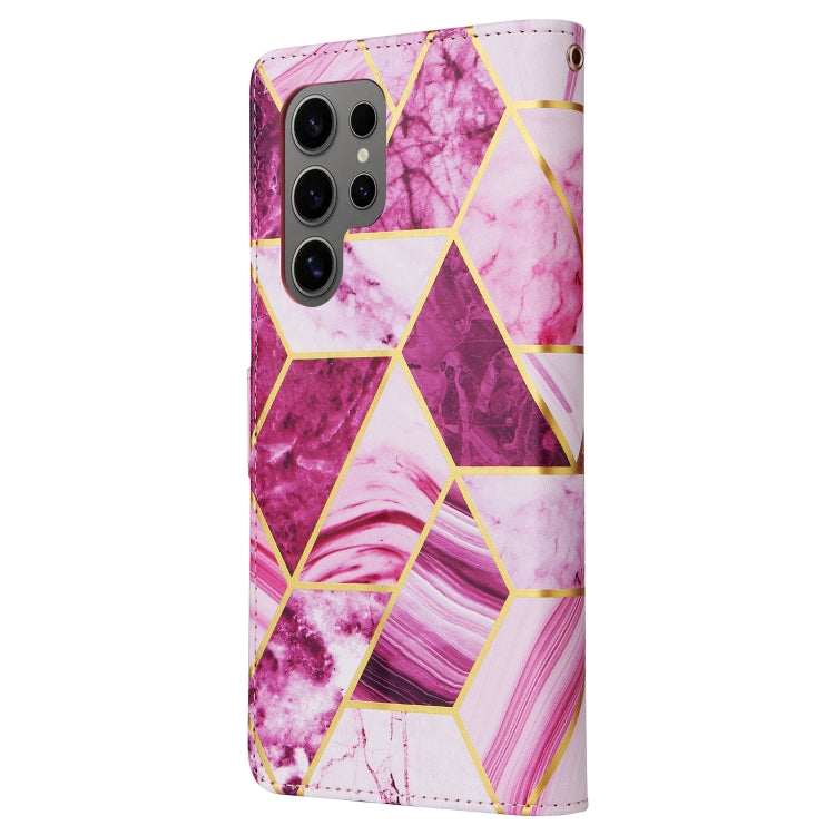 For Samsung Galaxy S25 Ultra 5G Marble Bronzing Stitching Leather Phone Case(Purple) - Galaxy S25 Ultra 5G Cases by buy2fix | Online Shopping UK | buy2fix