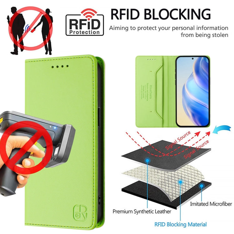 For Samsung Galaxy S24 / S25 5G RC01 Dual-Folded Magnetic Suction RFID Leather Phone Case(Grass Green) - Galaxy S25 5G Cases by buy2fix | Online Shopping UK | buy2fix