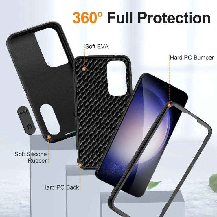 For Samsung Galaxy S24 / S25 5G Rugged PC Hybrid Silicone Phone Case with Holder(Black) - Galaxy S25 5G Cases by buy2fix | Online Shopping UK | buy2fix