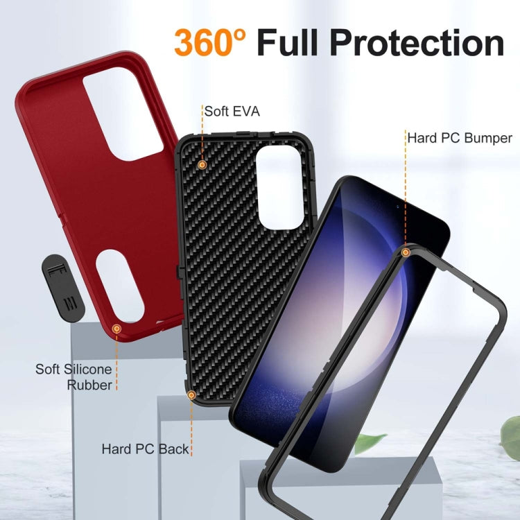 For Samsung Galaxy S24+ / S25+ 5G Rugged PC Hybrid Silicone Phone Case with Holder(Red+Black) - Galaxy S25+ 5G Cases by buy2fix | Online Shopping UK | buy2fix