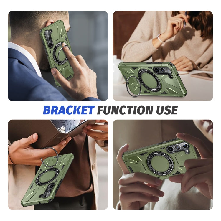 For Samsung Galaxy S25+ 5G MagSafe Magnetic Shockproof Phone Case with Ring Holder(Dark Green) - Galaxy S25+ 5G Cases by buy2fix | Online Shopping UK | buy2fix