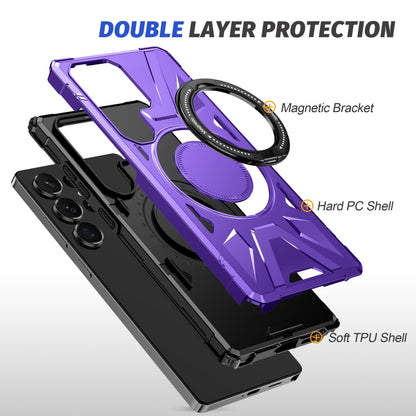 For Samsung Galaxy S25 Ultra 5G MagSafe Magnetic Shockproof Phone Case with Ring Holder(Purple) - Galaxy S25 Ultra 5G Cases by buy2fix | Online Shopping UK | buy2fix