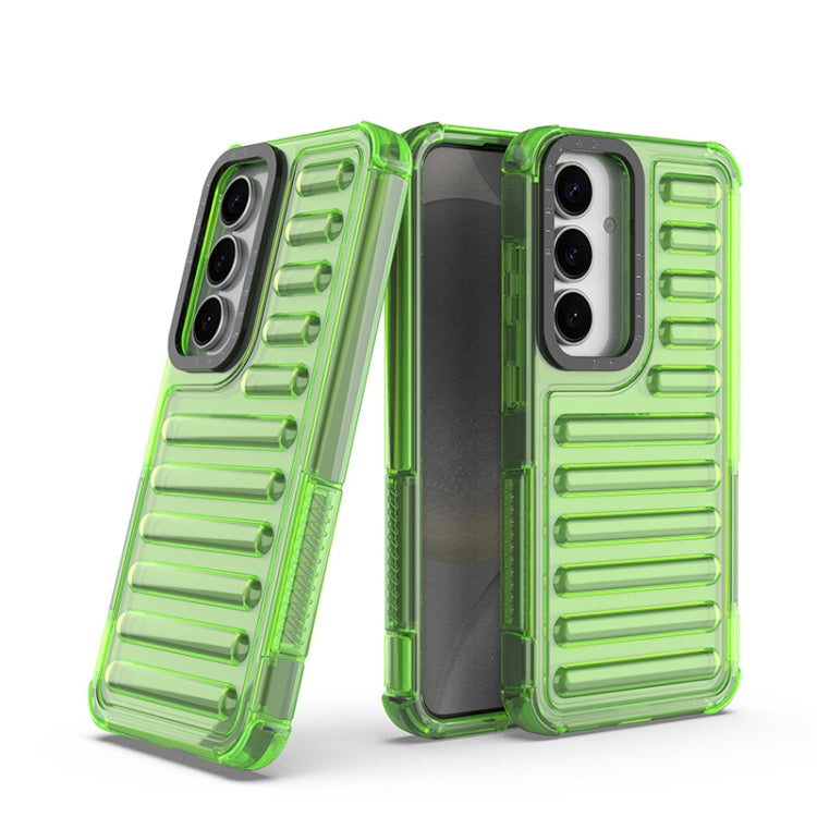 For Samsung Galaxy S25 5G High Transparency TPU Hybrid PC Airbag Phone Case(Transparent Green) - Galaxy S25 5G Cases by buy2fix | Online Shopping UK | buy2fix