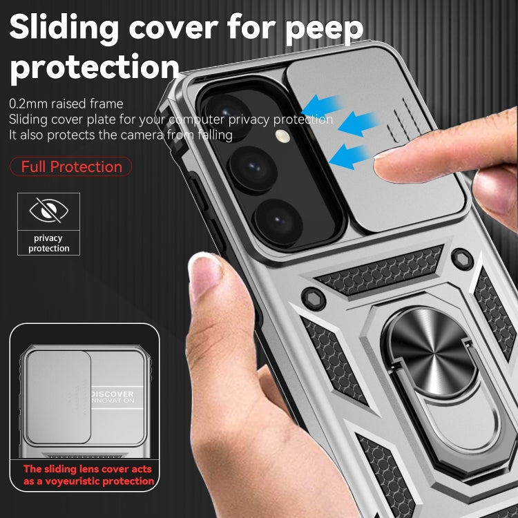 For Samsung Galaxy S25 5G Sliding Camshield Holder Phone Case(Silver) - Galaxy S25 5G Cases by buy2fix | Online Shopping UK | buy2fix