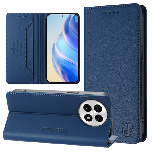 For OnePlus 13 RC01 Dual-Folded Magnetic Suction RFID Leather Phone Case(Dark Blue) - OnePlus Cases by buy2fix | Online Shopping UK | buy2fix