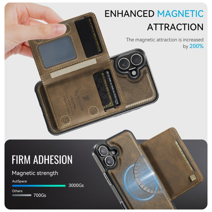 For iPhone 16 Plus AutSpace A13 MagSafe Magnetic RFID Flip Card Bag Phone Case(Coffee) - iPhone 16 Plus Cases by AutSpace | Online Shopping UK | buy2fix