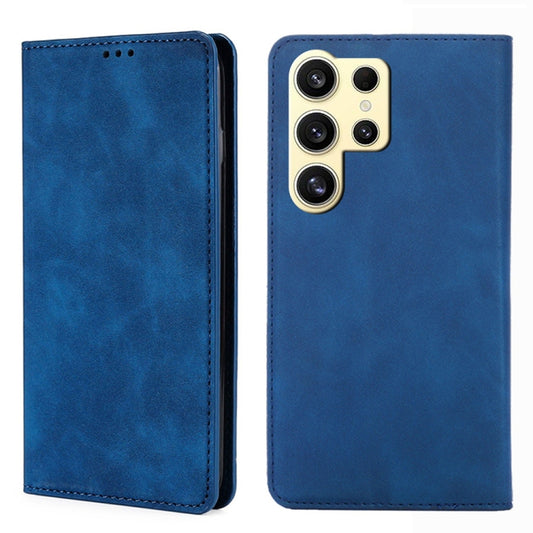 For Samsung Galaxy S25 Ultra 5G Skin Feel Magnetic Leather Phone Case(Blue) - Galaxy S25 Ultra 5G Cases by buy2fix | Online Shopping UK | buy2fix