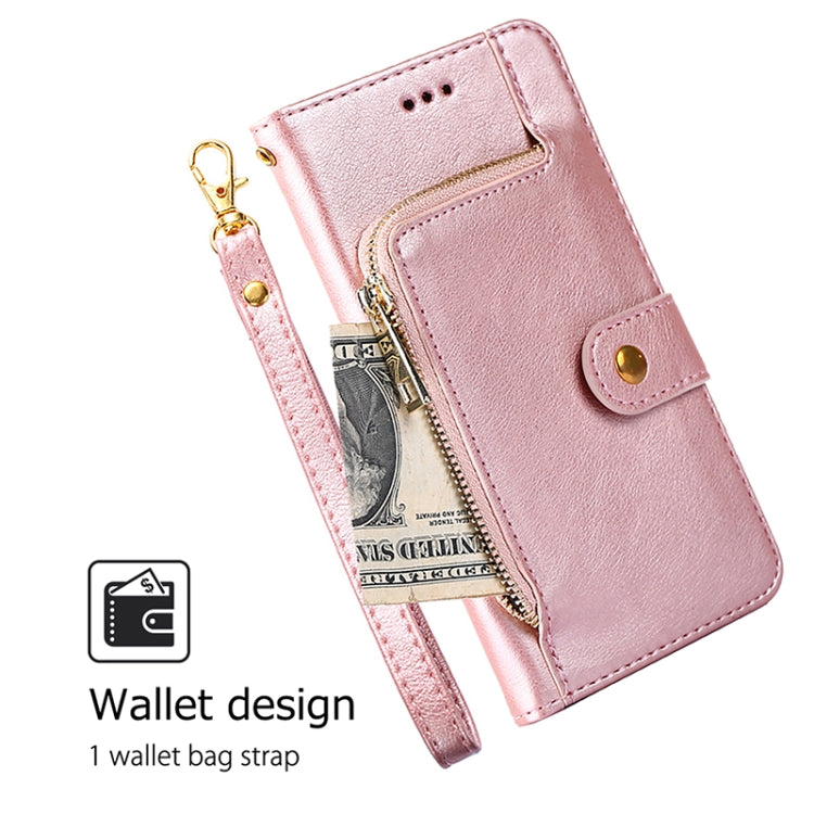 For Samsung Galaxy S25 5G Zipper Bag Leather Phone Case(Rose Gold) - Galaxy S25 5G Cases by buy2fix | Online Shopping UK | buy2fix