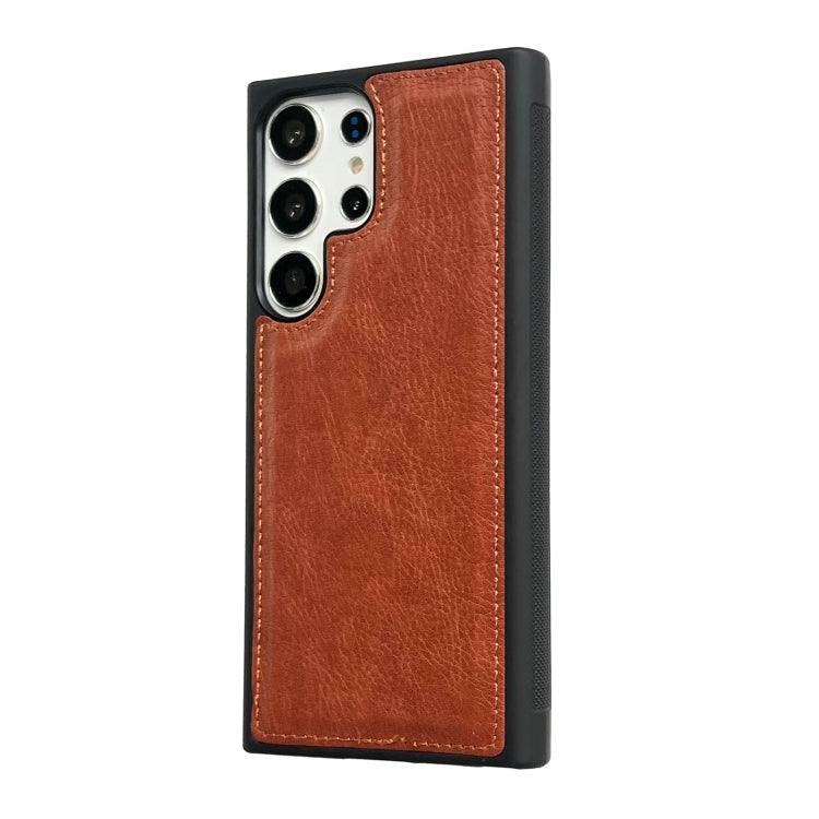 For Samsung Galaxy S25 5G Cowhide Texture Back Cover Phone Case(Brown) - Galaxy S25 5G Cases by buy2fix | Online Shopping UK | buy2fix