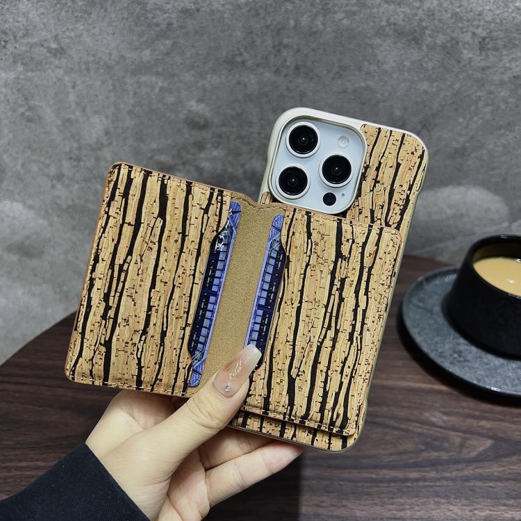 For iPhone 16 Denior D24 Paint MagSafe Card Slot Phone Case(Yellow Wood Grain) - iPhone 16 Cases by Denior | Online Shopping UK | buy2fix