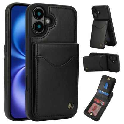 For iPhone 16 Plus AwQuer Vertical Flip Card Bag Holder Leather Phone Case(Black) - iPhone 16 Plus Cases by Awquer | Online Shopping UK | buy2fix