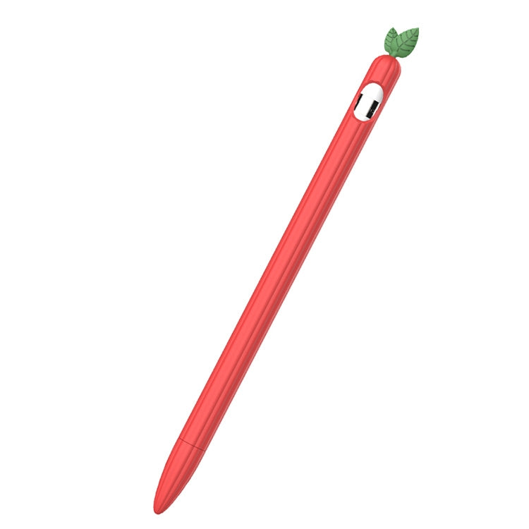 For Apple Pencil 1 Contrasting Color Mint Leaf Silicone Non-slip Protective Cover(Red) - Pencil Accessories by buy2fix | Online Shopping UK | buy2fix