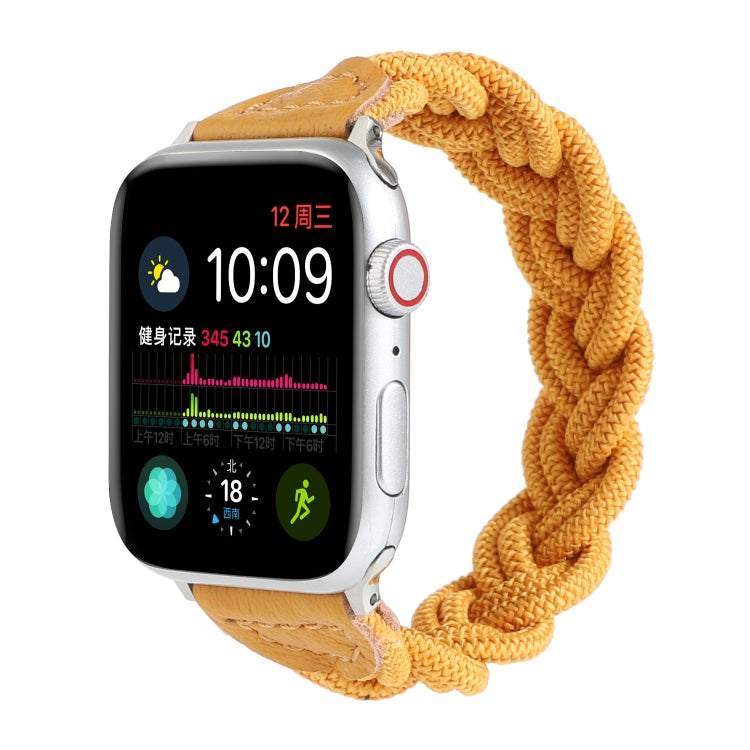 Elastic Woven Watch Band For Apple Watch Ultra 49mm&Watch Ultra 2 49mm / Series 9&8&7 45mm / SE 3&SE 2&6&SE&5&4 44mm / 3&2&1 42mm, Length:120mm(Yellow) - Watch Bands by buy2fix | Online Shopping UK | buy2fix