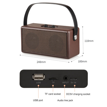 D30 Portable Subwoofer Wooden Bluetooth 4.2 Speaker, Support TF Card & 3.5mm AUX & U Disk Play(Brown) - Desktop Speaker by buy2fix | Online Shopping UK | buy2fix