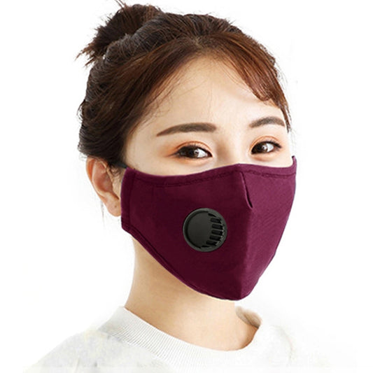 For Men Women Washable Replaceable Filter Breath-Valve PM2.5 Dustproof Face Mask(Dark Red) - Protect Case by buy2fix | Online Shopping UK | buy2fix