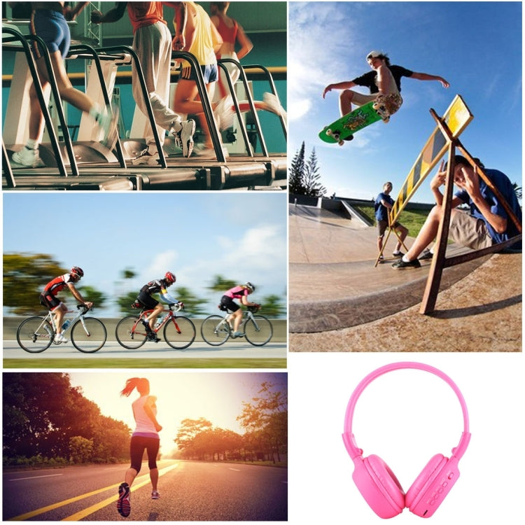 BS-N65 Headband Folding Stereo HiFi Wireless Headphone Headset with LCD Screen & TF Card Slot & LED Indicator Light & FM Function(Magenta) - Headset & Headphone by buy2fix | Online Shopping UK | buy2fix