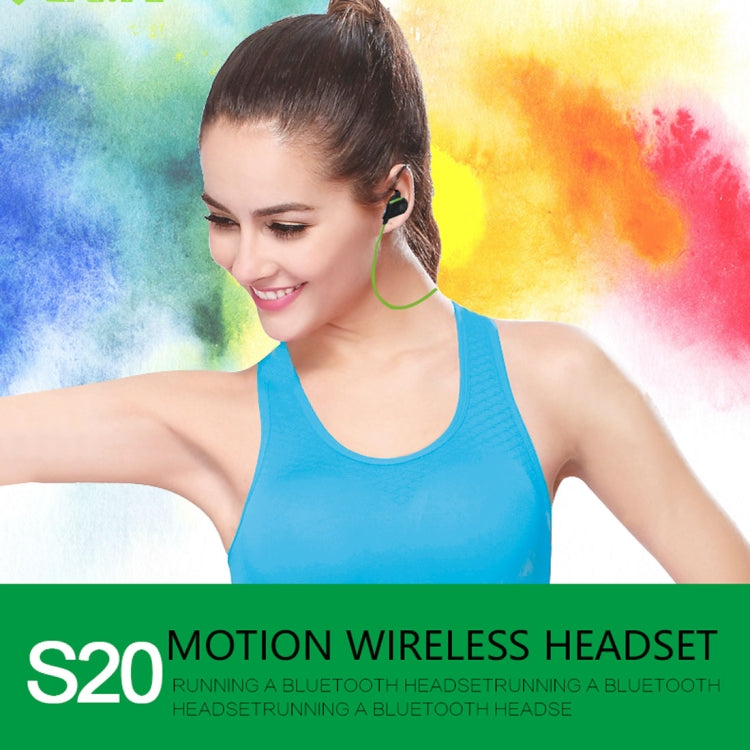 S20 Magnetic Switch Sweatproof Motion Wireless Bluetooth In-Ear Headset with Indicator Light  & Mic, Distance: 10m, For iPad, Laptop, iPhone, Samsung, HTC, Huawei, Xiaomi, and Other Smart Phones(Green) - Bluetooth Earphone by buy2fix | Online Shopping UK | buy2fix