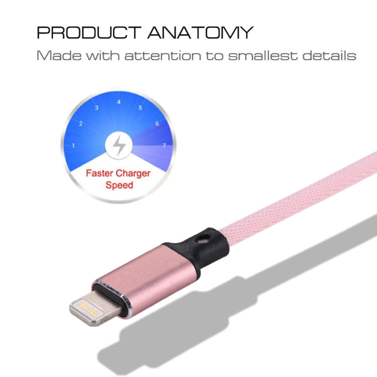 1m 2A USB to 8 Pin Nylon Weave Style Data Sync Charging Cable(Pink) - Normal Style Cable by buy2fix | Online Shopping UK | buy2fix