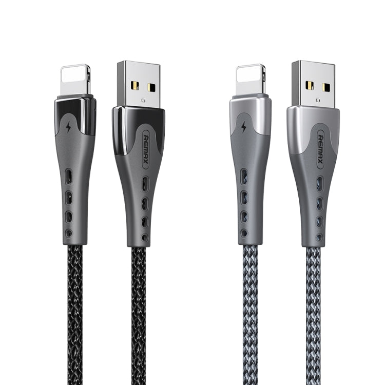 REMAX RC-150i KAWAY Series 1m 2.4A USB to 8 Pin Aluminum Alloy Braid Fast Charging Data Cable (Black) - Normal Style Cable by buy2fix | Online Shopping UK | buy2fix