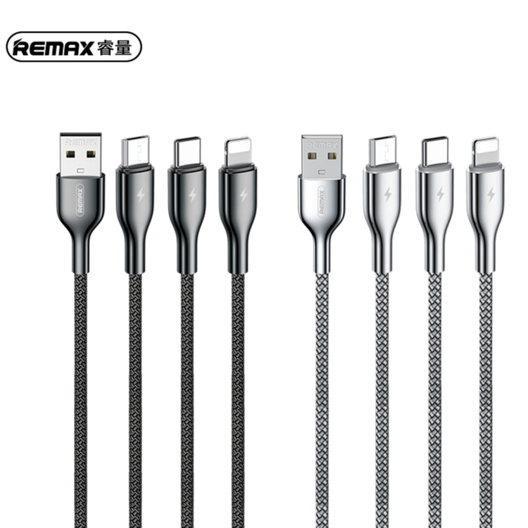 REMAX RC-092th Kingpin Series 3.1A 3 in 1 USB to Micro USB + Type-C + 8 Pin Charging Cable, Cable Length: 1.2m(Black) - Multifunction Cable by REMAX | Online Shopping UK | buy2fix