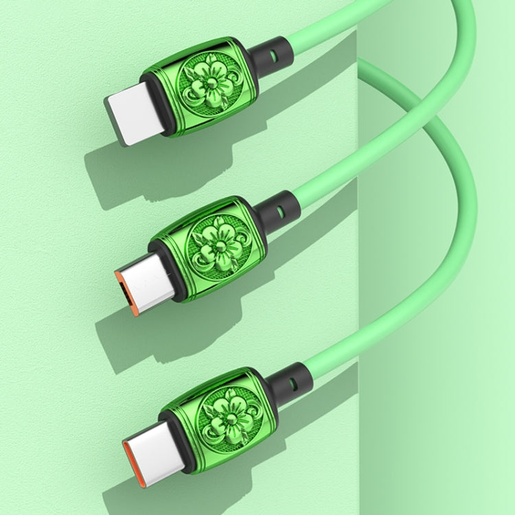 YT23085 Carved 3.5A 3 in 1 USB to Type-C / 8 Pin / Micro USB Fast Charging Cable, Cable Length: 1.2m(Green) - Multifunction Cable by buy2fix | Online Shopping UK | buy2fix