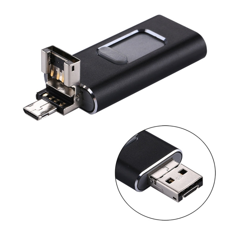 easyflash RQW-01B 3 in 1 USB 2.0 & 8 Pin & Micro USB 16GB Flash Drive(Black) - U Disk & Card Reader by buy2fix | Online Shopping UK | buy2fix