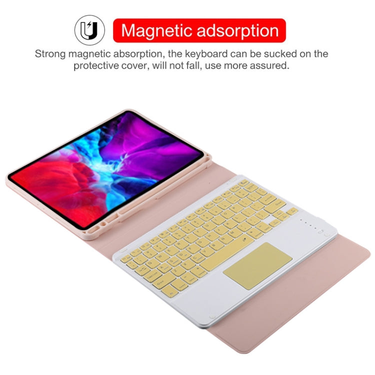 TG11BC Detachable Bluetooth Yellow Keyboard Microfiber Leather Tablet Case for iPad Pro 11 inch (2020), with Touchpad & Pen Slot & Holder (Pink) - For iPad Pro by buy2fix | Online Shopping UK | buy2fix