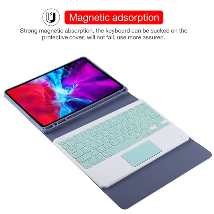 TG11BC Detachable Bluetooth Green Keyboard Microfiber Leather Tablet Case for iPad Pro 11 inch (2020), with Touchpad & Pen Slot & Holder (Purple) - For iPad Pro by buy2fix | Online Shopping UK | buy2fix