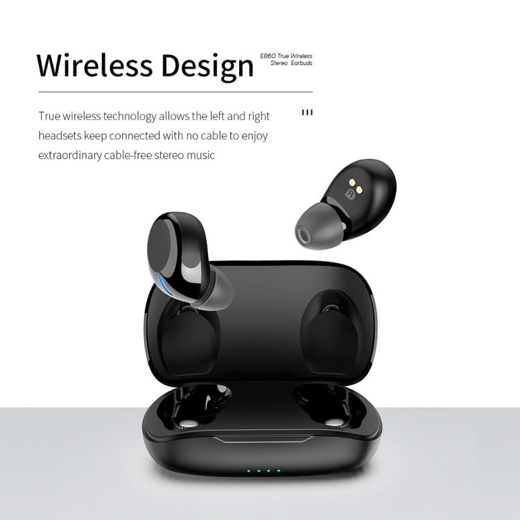 ROCK EB60 TWS Bluetooth 5.0 Mini Wireless Stereo Bluetooth Earphone(Black) - TWS Earphone by ROCK | Online Shopping UK | buy2fix